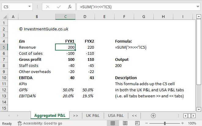 How Do I Sum The Same Cell Across Multiple Sheets